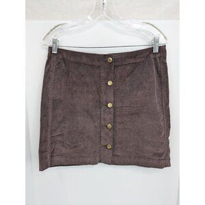 Toad&Co Brown Organic Cotton Corduroy Button Front Above Knee A Line Skirt Sz 6